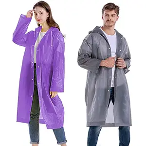 Allextreme EVA Waterproof Rain Coat Hooded Outdoor Water Resistant Portable Suit for Men & Women (2 Pc, Purple & Grey)