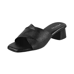 Metro Women's Black Faux Leather Formal Block Heel Fashion Sandals UK/6 EU/39 (40-144)