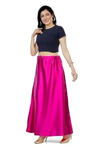 100% Satin Saree Petticoat, Shapewear, Underskirt for Sarees| Soft & Smooth Texture, Readymade Stitched, Color: Pink, Free Size