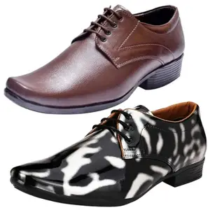 Vitoria Men's Attractive PU Formal/Party Shoes | 2 Shoes Combo with Free Belt | Stylish & Comfortable | Ideal for Office, Casual Outings, Parties (8697_VTR01)(Multicolor)(Size: 7UK)