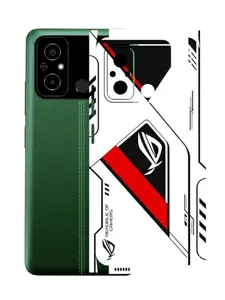 AtOdds - Poco C55 Mobile Back Skin Sticker - Lamination - Rear Screen Guard Protector Film Wrap (Coverage - Back+Camera+Sides) (Design - RogRed)