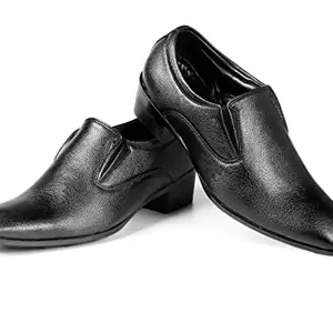 YUVRATO BAXI Men's 2" Height Increasing Synthetic Material Black Formal Moccasion, Slip-On Shoes with Pu Sole.- 10 UK