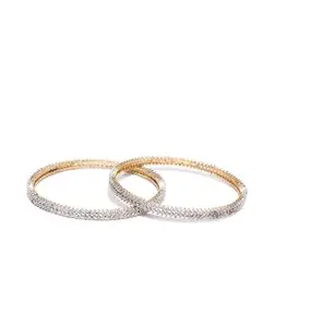 Generic Dreams@Gold Plated White Stone Bangles for Women and Girls Bharatanatyam dance and Occasions (2.10)