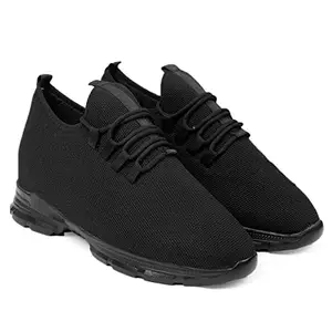 fasczo-Men's Hidden Height Increasing Sport Shoes for Cricket, Football, Basketball etc. Black