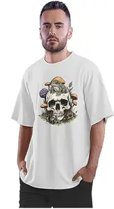 ALLEN BLACK Oversized T-Shirt Frog On Skull Cottagecore Artwork Men's Women's Unise 100% Cotton White_COTCFGSK2-White XL Oversized_