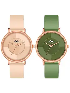 Shocknshop Analog Beige & Green Dial Fashion Combo Watch for Women and Girls -Pack of 2 -MT53738
