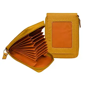 ABYS Genuine Leather RFID Blocking Yellow Card Holder for Men and Women