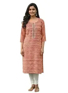 AAVIVA Women Straight Kurti Printed Ethnic Kurta with Three Quarter Sleeves