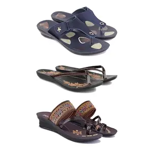 Women's Comfortable Sandal,Casual Lightweight Sandal for Everyday Wear | (COMBO-3)-1973-O19-1951-7
