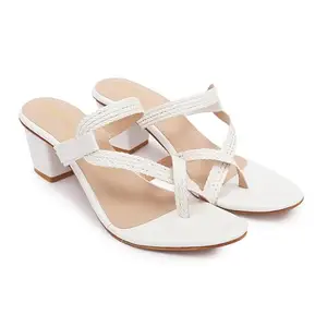 KISTEPS Women Block Heel Sandal/daily wear heel sandal-(White)