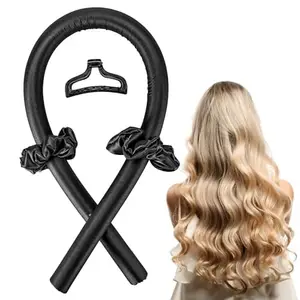 Harmohini Women Heatless Curling Rod Headband, No Heat Curl Ribbon with Hair Clips and Scrunchie, Sleeping Curls Silk Ribbon Hair Rollers