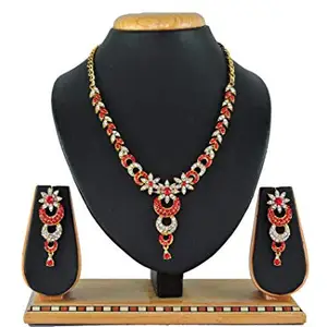 Shashwani Women's Alloy Necklace set (Red)-PID26090