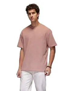 WROGN Men's T-Shirt | Textured Solid Design | Oversized Fit