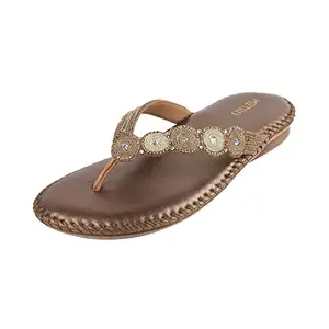 Metro Womens Synthetic Antic Gold Slippers (Size (8 UK (41 EU))