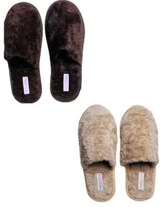 Travelkhushi Premium Soft fluffy Fur Home Slippers For Women & Men For Winter Capet Slippers for Bedroom Indoor Carpet house slides