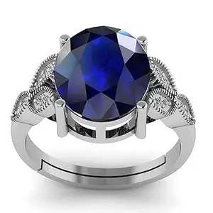 LMDPRAJAPATIS 8.00 Carat Natural Blue Sapphire Gemstone Occasion Wear Silver Ring For Men and Women