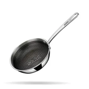 Stahl Artisan Hybrid Triply Frying Pan with Lid, Fry pan Induction Base, Frying pan Non Stick, Omelette Pan Non Stick, Frying pan Stainless Steel, 0.8 L, 16 cm price in India.