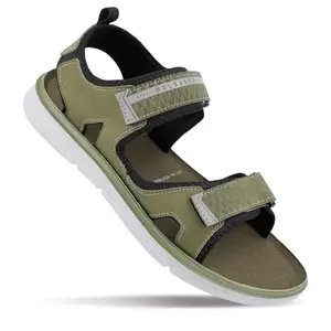WALKAROO PLUS Stylish Sandals for Men, Velcro Strap Cushioned, Lightweight Sandals - WGP58030 Sage Green