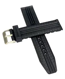 Ewatchaccessories 22mm PU Rubber Watch Band Strap Fits H800 S081157 Black Pin Buckle-PB-263