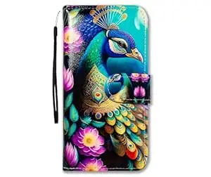 TELETEL for VIVO V70 5G Peacock Design Leather Flip Phone Case Wallet Cover with Card Slot Holder Kickstand - Multicolor