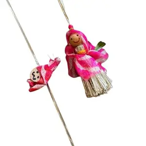 Cute Bhai Bhabhi Rakhi Set S58 ? Handmade Rakhi with Mini Doll Design | Reusable Tassel Style | Unique Raksha Bandhan Gift for Brother & Sister-in-Law