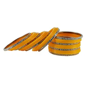 MAYA FASHION Yellow Stone Acrylic-Brass Bangle Elegant Extra Large Size Bangle | Perfect Fit for Plus Size banglesTrendy and Comfortable Fit for woman and girls | (Sku-ban1630)