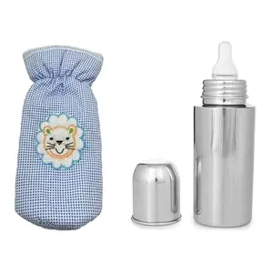 CUTIZDROP New Born Baby Milk Feeding Check Cover, Bottle Combo BPA Free - Plastic, Steel, Silicon - Blue