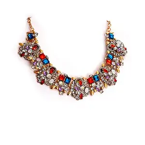 SOHI Gold Plated Designer Stone Necklace (SOHNCK9209)