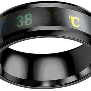 IntelligentSmartBodyTemperatureMonitorStainlessSteelRingforGirlandBoy(HC333-SmartTemperatureBlackRing(Size-18))