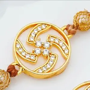 eCraftIndia Swastik Rakhi for Brother Bhaiya Bhai Kids | Roli Chawal Pack