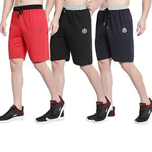 OORA Men's Plus Sizes Cotton Shorts M to 5XL, 28 to 48 Inches Waistline Red, Black, Navy (Size- XL, 34 to 38 Inches, Pack of 3)