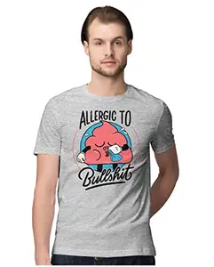 ALLEN BLACK Men's & Women's Regular Fit 100% Cotton T-Shirt (BLLSHTT-Melange Grey 4XL Men Round_)
