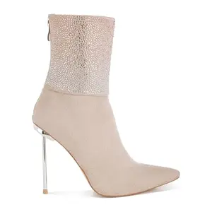 London Rag Rhinestones Embellished Foldover Boots