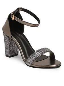 Bruno Manetti women's Gunmetal Slipon Back Strap Heel Sandal
