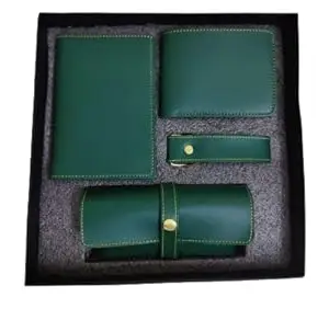 CUSTOMISE STUDIO Men Vegan Leather Wallet Passport Cover Keychain Sunglasses Holder Combo. (Olive)