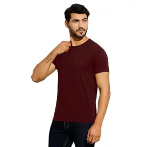 BoldGenz Men's Cotton Rich Crew Neck T-Shirt |Half Sleeves Casual Regular Wear T-Shirt for Men | Breathable, Plain Solid Casual Tee for Everyday Wear, Maroon
