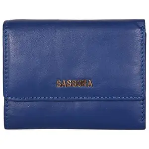 Sassora Genuine Leather Medium Size Blue RFID Protected Women Wallet (5 Card Slots)