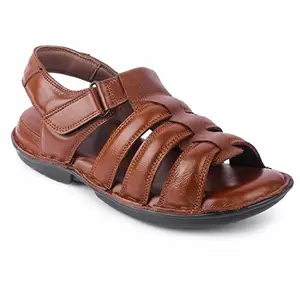 FEATHER LEATHER Genuine Leather Comfortable Sandals & Floaters - Stylish & Flexible Sandals For Men (Tan - 6 UK)
