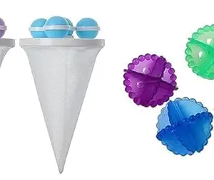 OTISTORES 2 Pcs Washing Machine Hair Filter Cleaning Mesh Bag 4 Pcs Silicone Washing Machine Laundry Balls Dryer Laundry Ball Laundry Balls Washing Ball Tangle Free Cleaning Power Washer Balls