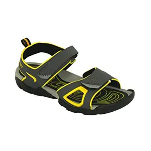 VENTO Casual Men's MONTREAL Sandal (8, Grey/Yellow)