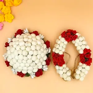 Arooman™ Artificial flower hair gajra are beautiful hair accessories worn by women,especially in South Indian cultures, (Pack_2, Color_Multi)