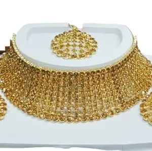Queen Gold Jali Jewellery set With Earring And Mangtikka