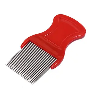 AlexVyan Long Terminator Lice Comb No Nit Hair Rid Head lice Superdensity Stainless Steel Metal Teeth Remove Nits Brush Comb-1-