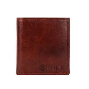 Mocy Pure Dark Brown Leather Bi-fold Wallet for Men as Good Personality