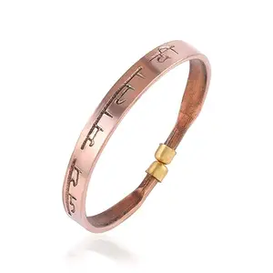 Memoir Pure Copper JAI MATA DI kada bangle Bracelet Hindu spiritual temple jewellery free size for Men Women (KDKL7732)