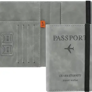 Shopping Mart Passport Holder Cover Travel Wallet Organiser, Passport Case Travel Document Holder for Men & Women Travel Accessories (Grey)