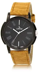 LOREM Black Roman Analog Watch for Men LR19-MC