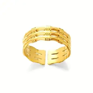 Orbit Bling Bamboo Pattern Open Finger Ring