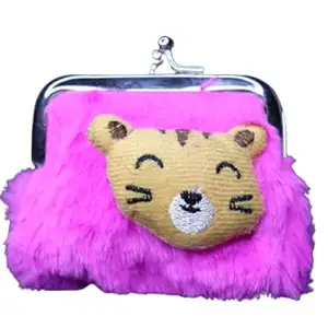 ANESHA Women's Faux Fur Coin Purse, Small Change Pouch with kiss Lock Closure Buckle Wallet for Girl Gift Pack of 1 Assorted Color