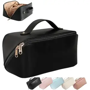 KIBBLBETRO Large Travel Makeup Organizer Cosmetic Bags for Women Portable PU Leather Travel Cosmetic Organizer Bag for Woman Makeup Bag for Travel Makeup Organizer (Multicolor)